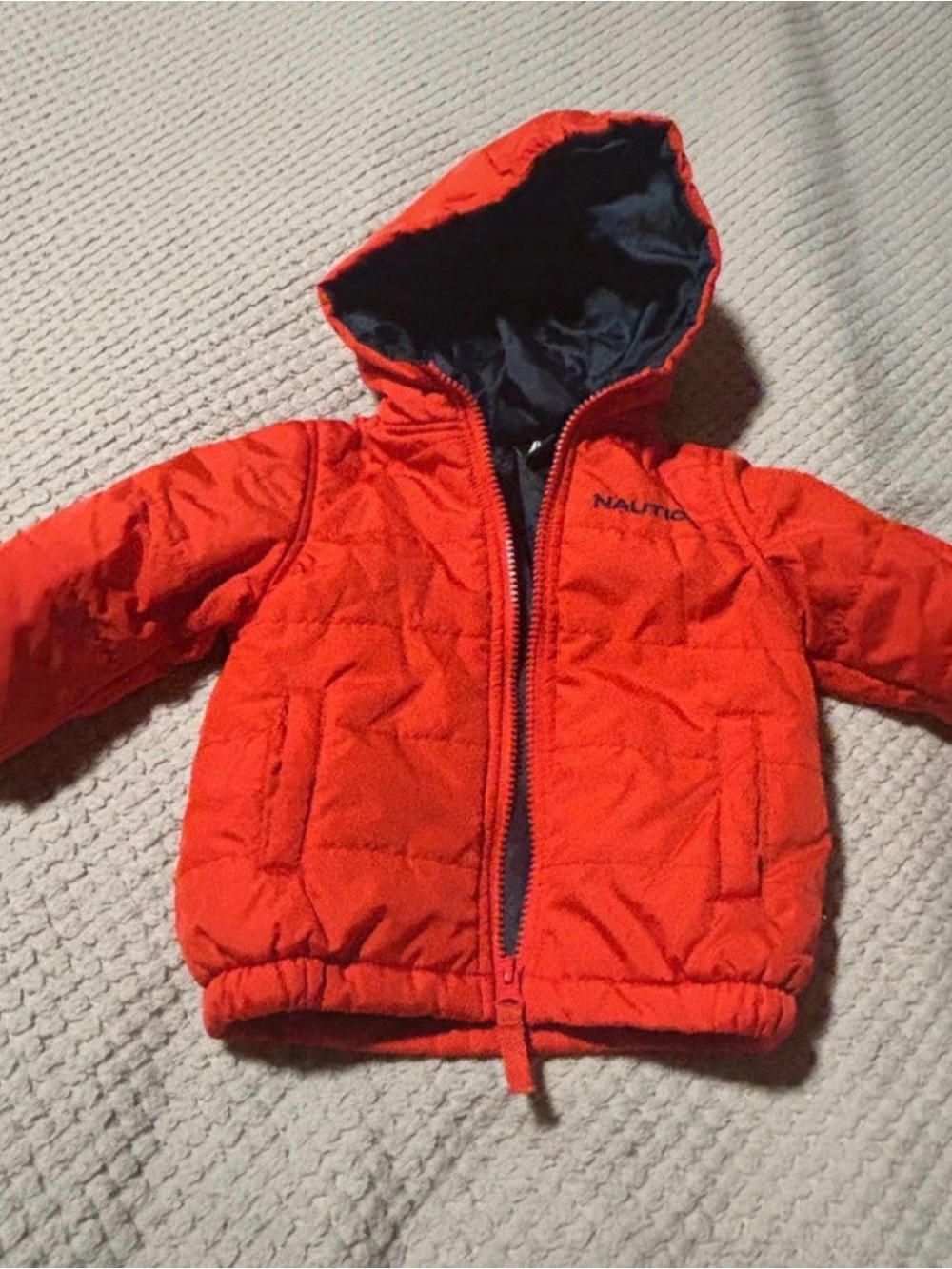 Nautica Baby Orange Hooded Puffer Jacket. 3-6mo